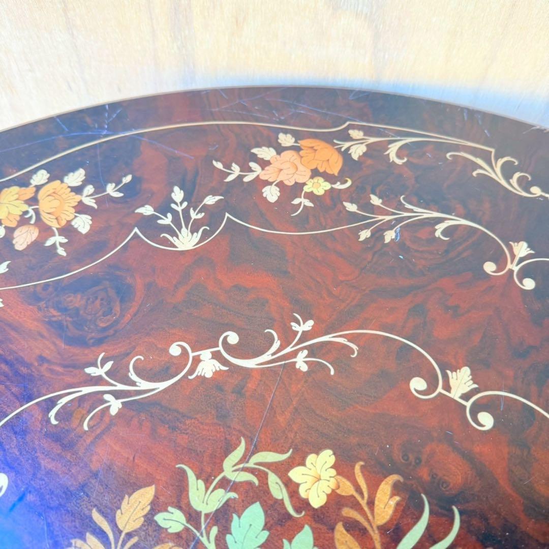 【象嵌細工】アンティーク調 ラウンドテーブル 丸テーブル 直径76cm