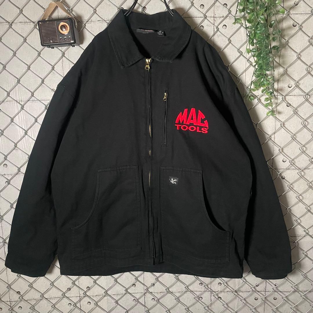 MACTOOLS マックツール ダック生地 短丈ジャケット ロゴ刺繍 黒 XL程