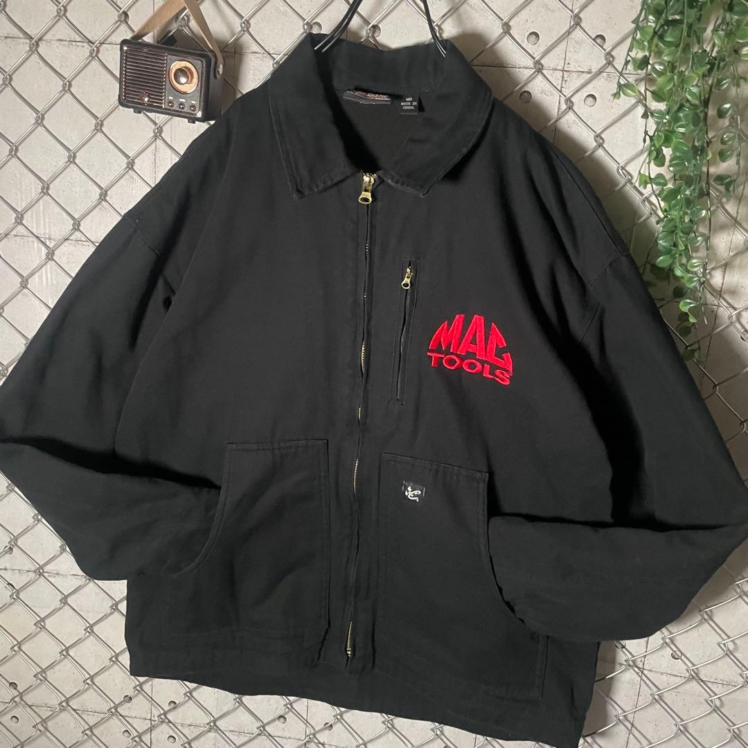 MACTOOLS マックツール ダック生地 短丈ジャケット ロゴ刺繍 黒 XL程
