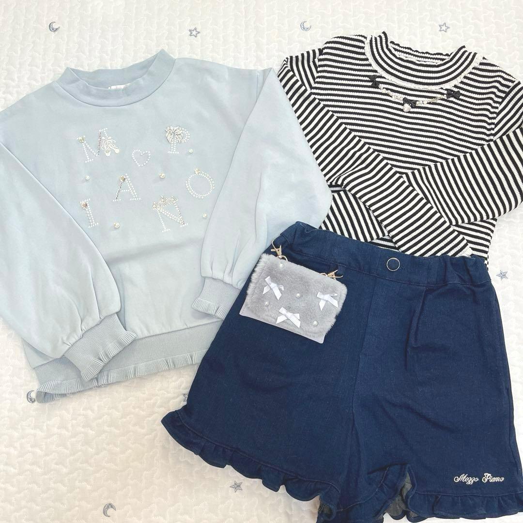 メゾピアノ パールロゴトレーナー フリルショートパンツ テレコTシャツまとめ売り