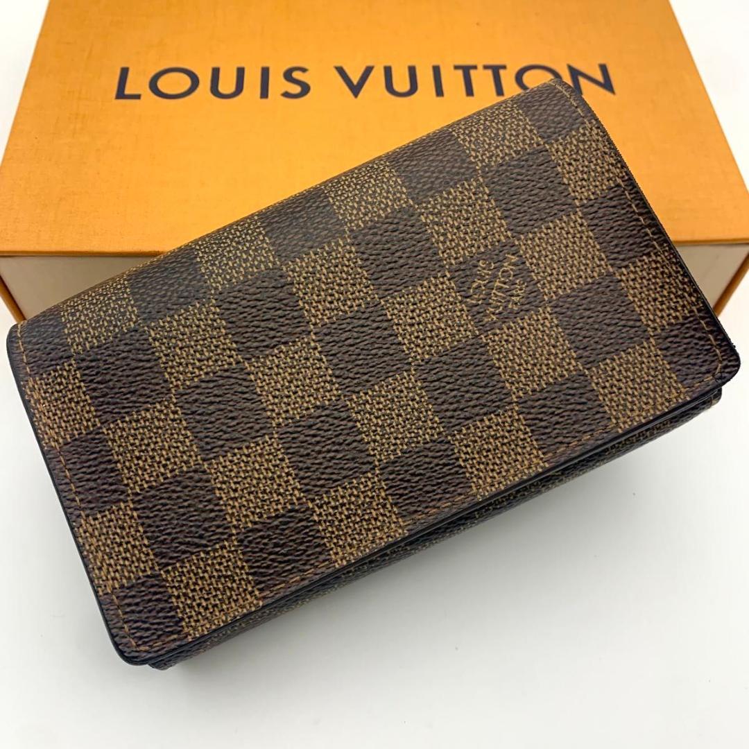 鑑定済み ルイヴィトン ポルトモネ ビエ トレゾール 財布 ダミエ コンパクト