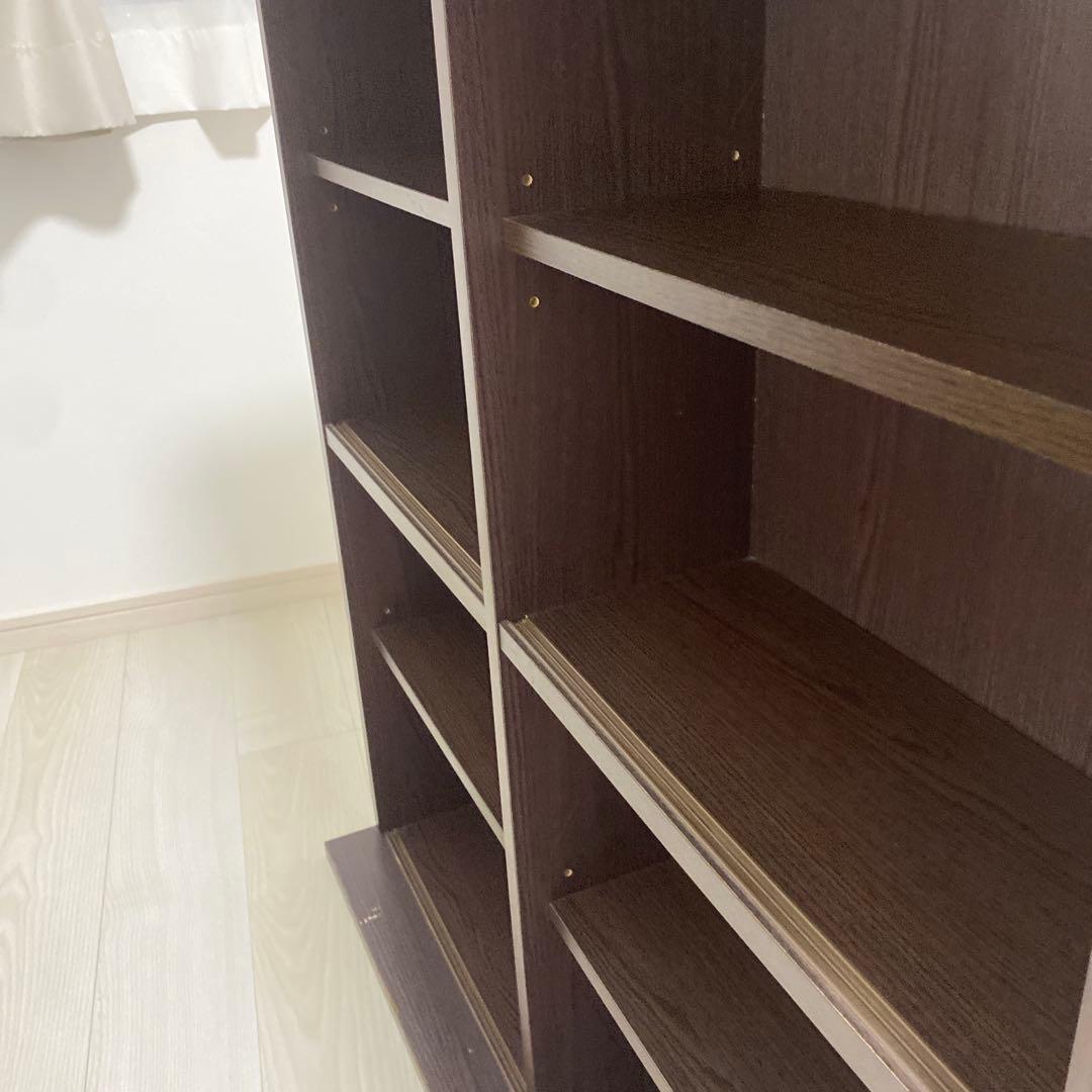 専用　ダークブラウン木製本棚 ガラス扉付き