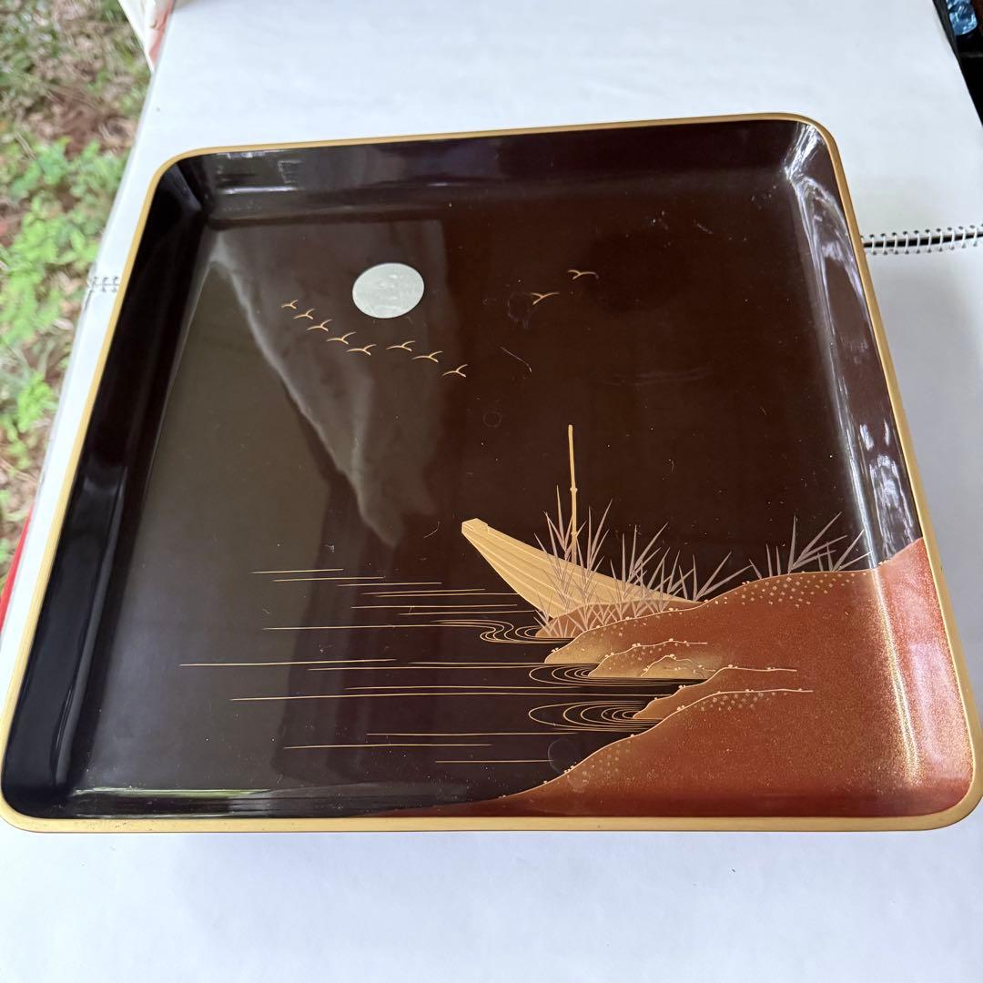 超限定無事終了‼️JAPAN時代蒔絵「源氏物語　須磨　明石」御膳5客