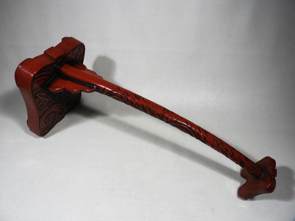 ●深彫 堆朱 太刀掛 刀立て 刀掛け 御愛刀守護 仙台堆朱 渦龍 太刀掛 一振掛