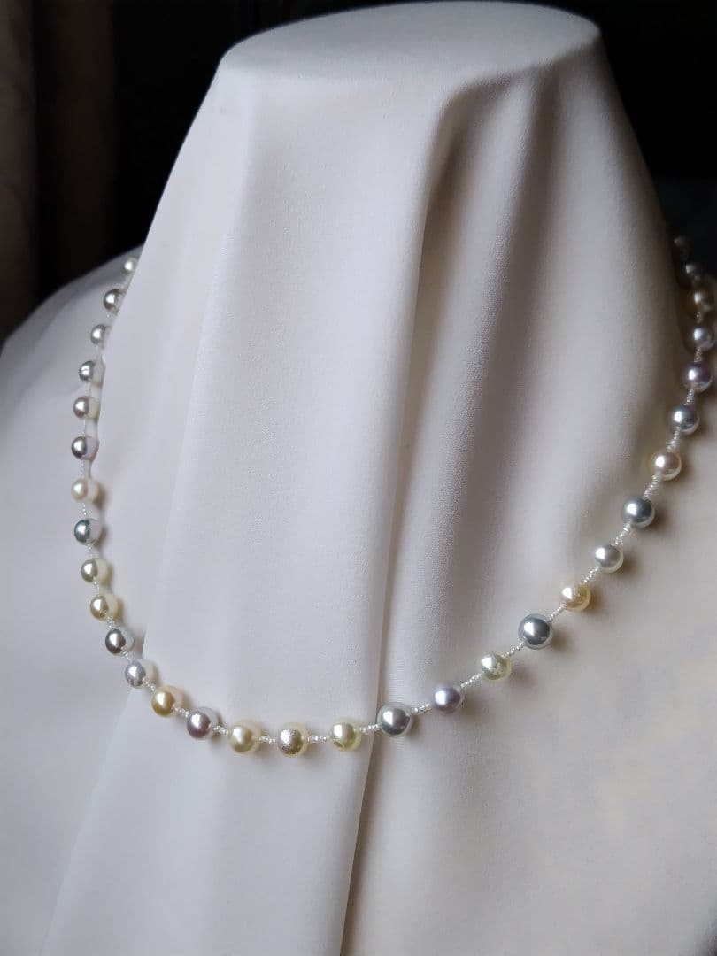 アコヤ真珠、あこや砂ケシパールの、オメガ風ネックレス