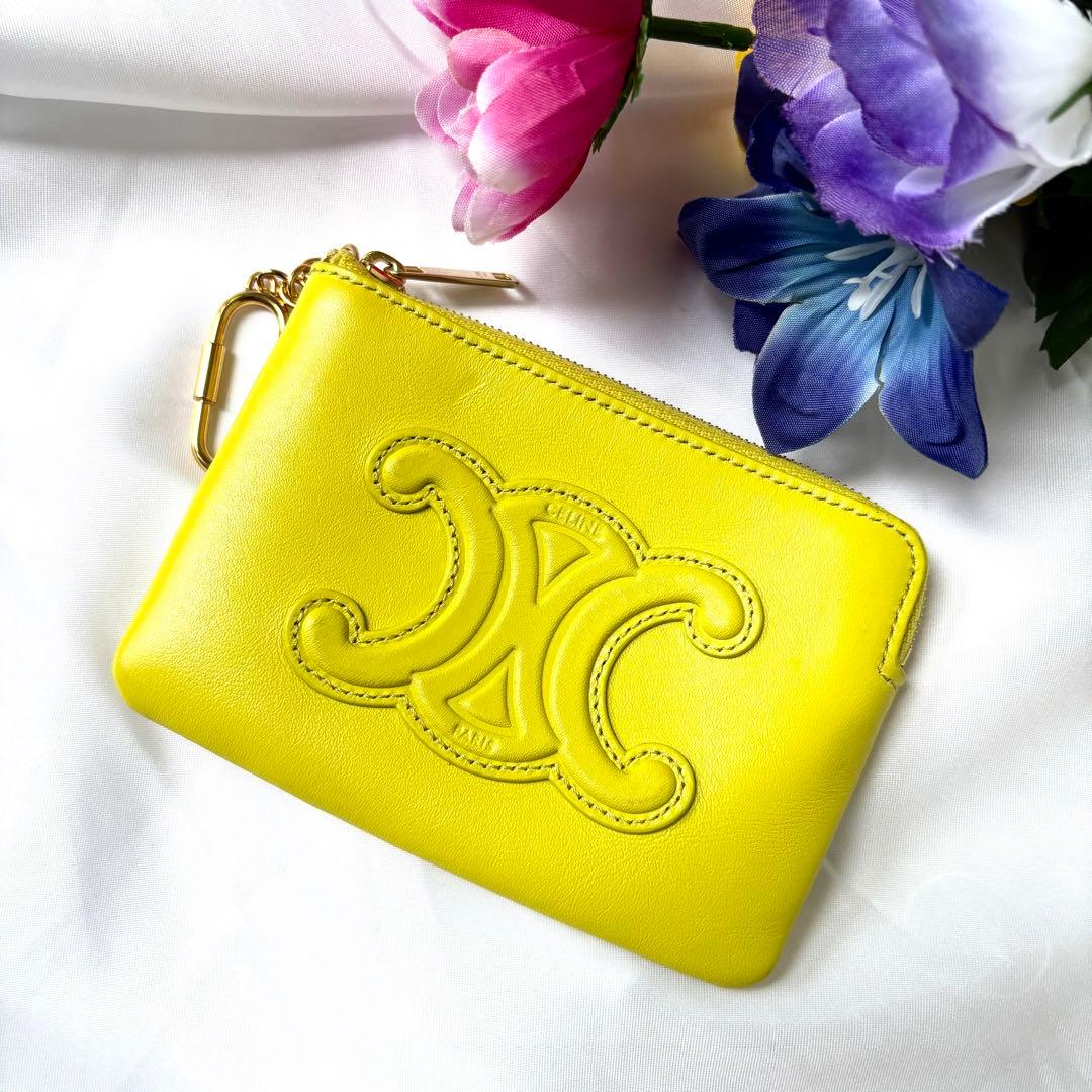 極美品✨セリーヌ キュイルトリオンフケース キーリング ライトグリーン
