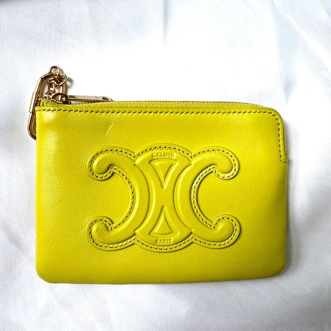 極美品✨セリーヌ キュイルトリオンフケース キーリング ライトグリーン
