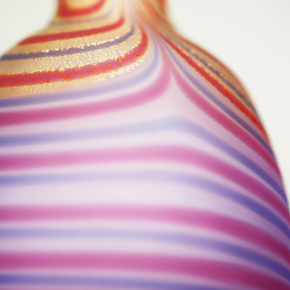 石井康治 手吹き Pulled Stripes Glass 金蒔徳利 箱付 美品