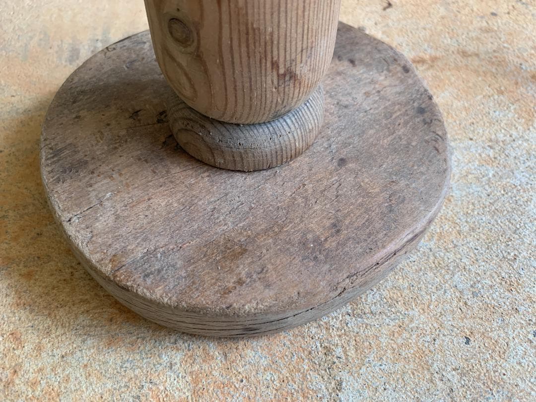 フランス アンティーク　パイン材 木製・真鍮 フロアランプ ブロカント