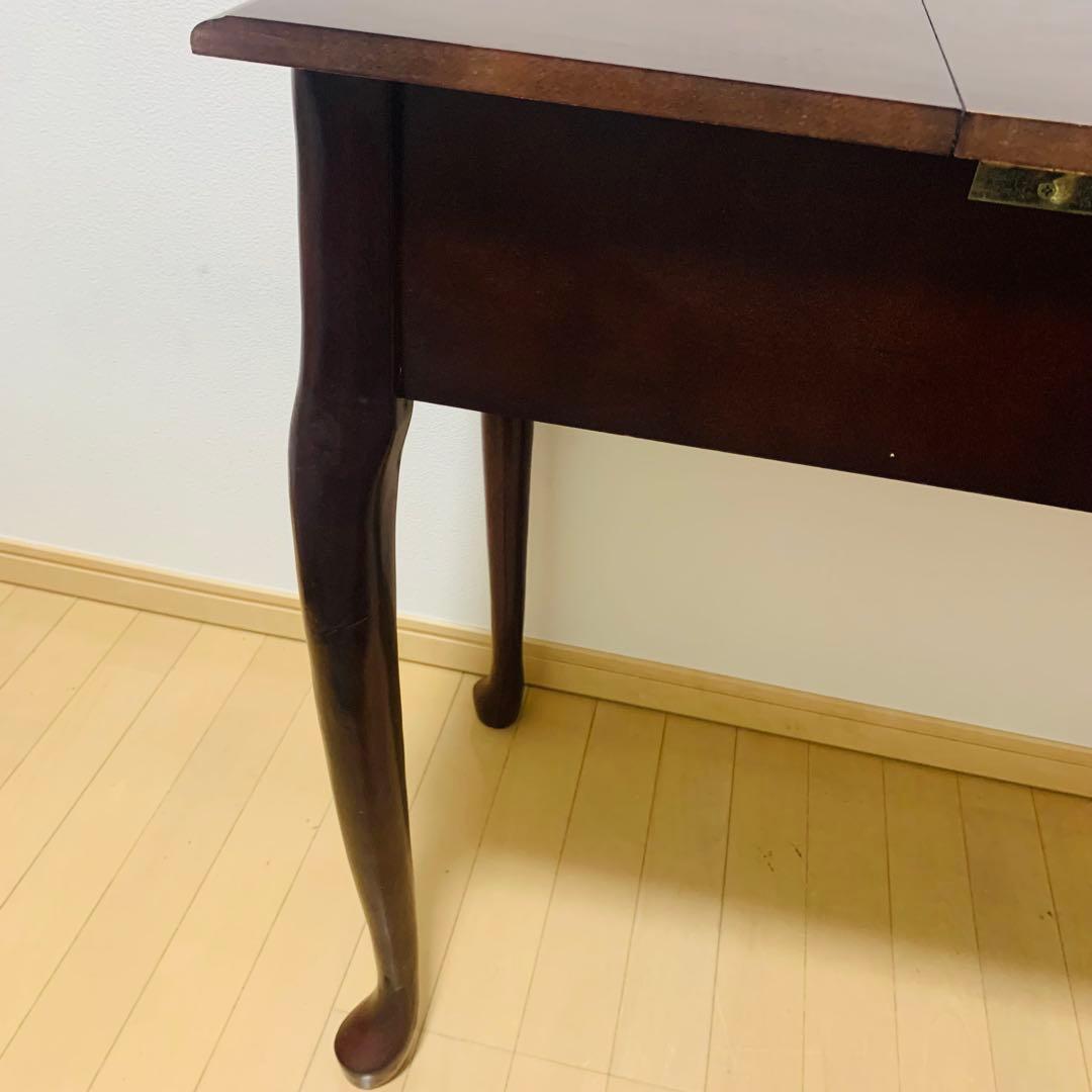 英国風 木製ドレッサー 鏡付　アンティーク 猫脚 デスク テーブル ブラウン