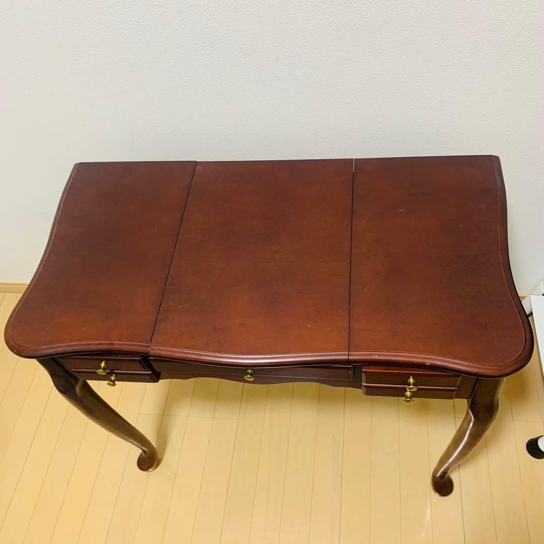 英国風 木製ドレッサー 鏡付　アンティーク 猫脚 デスク テーブル ブラウン