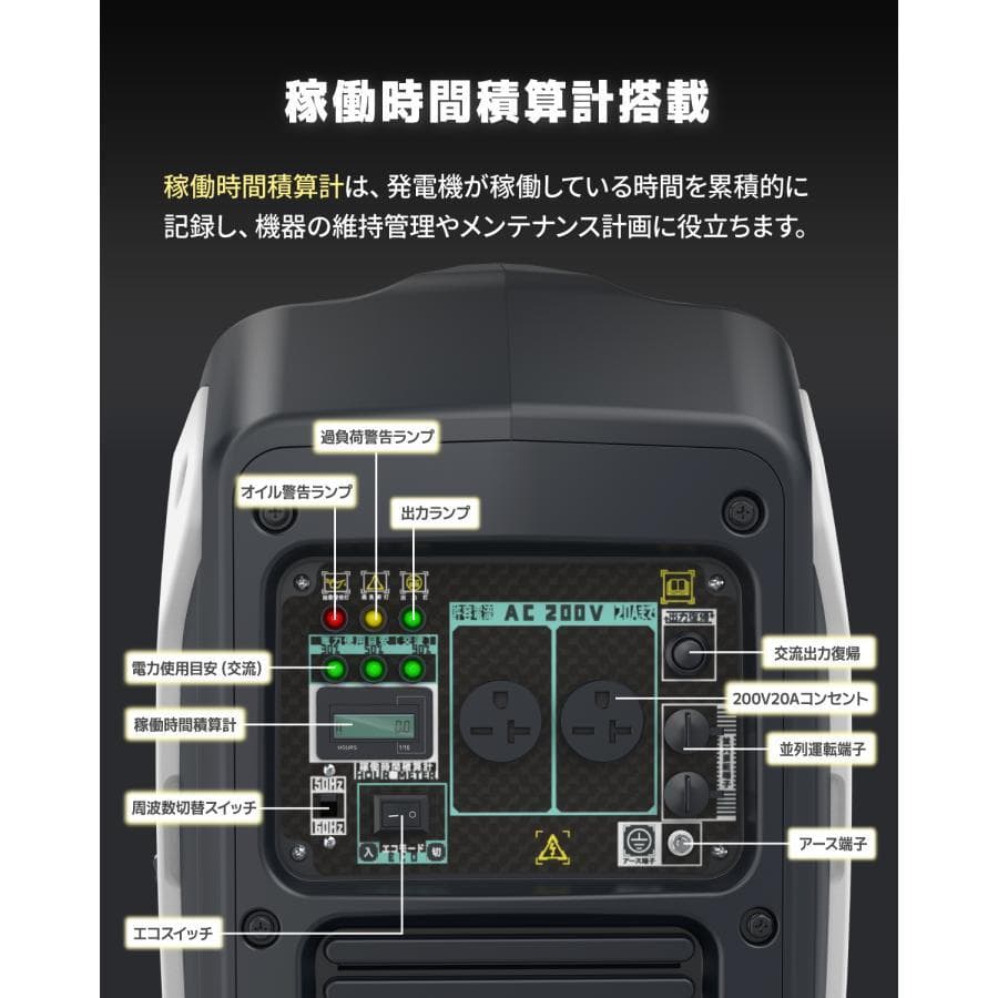 ★200V単相超低静音★Kareyouインバーター発電機 2200VA ガソリン