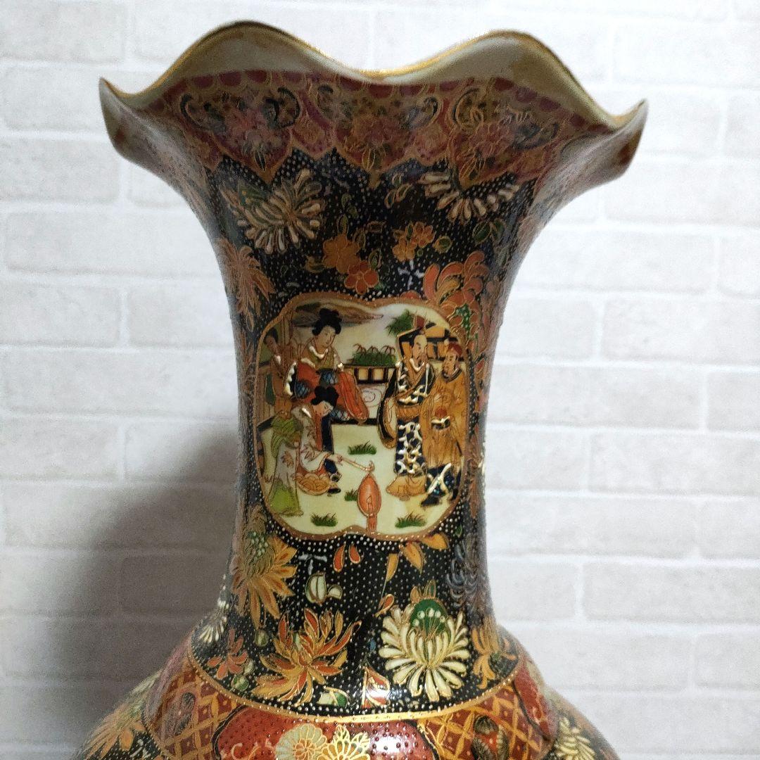 中国美術 大型飾り壺 大花瓶 金彩 美人画 屋形船 豪華爛漫 60cmサイズ