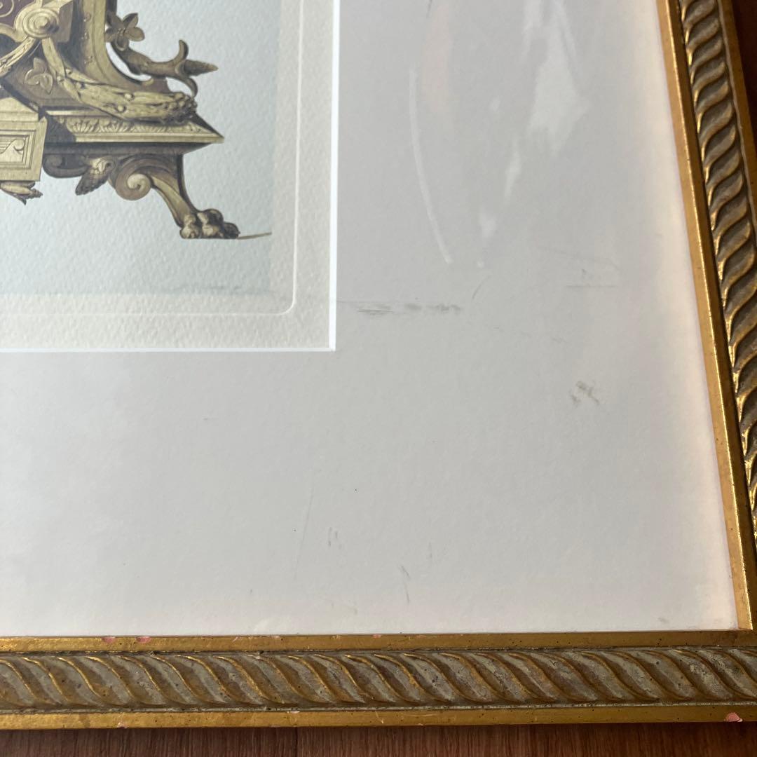 アンティーク振り子時計　リトグラフ　大きな額