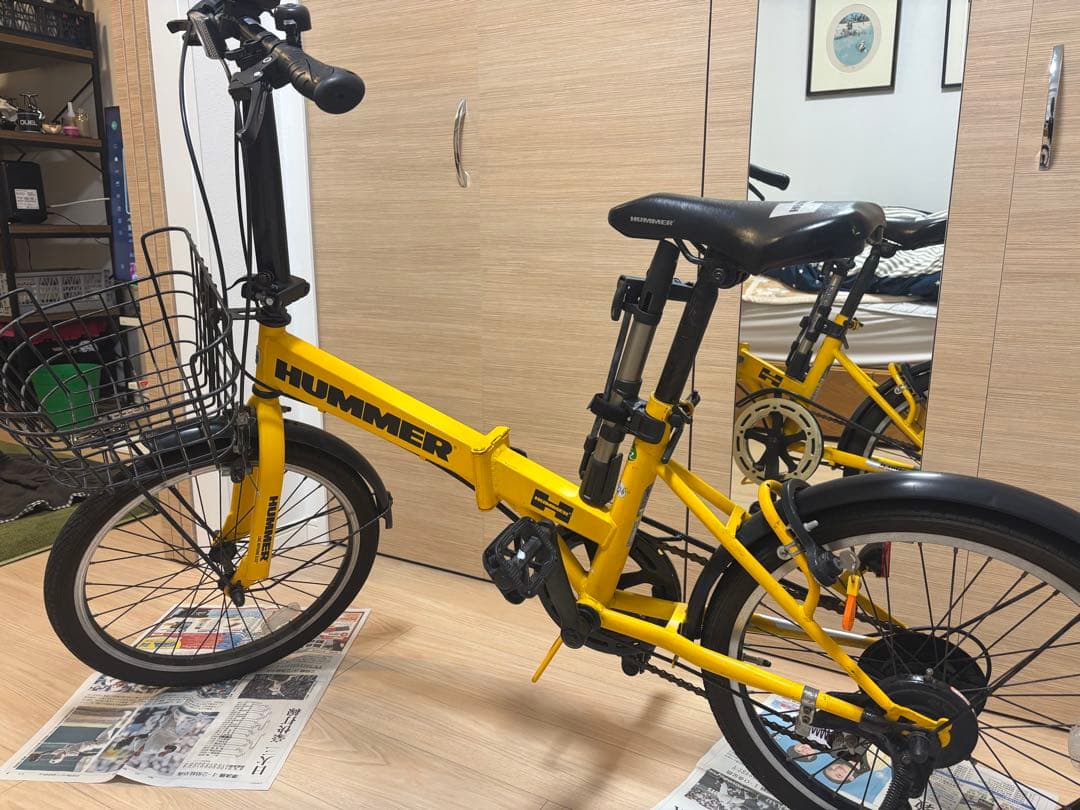 福岡限定　HUMMER 折りたたみ自転車 イエロー ノーパンクタイヤ