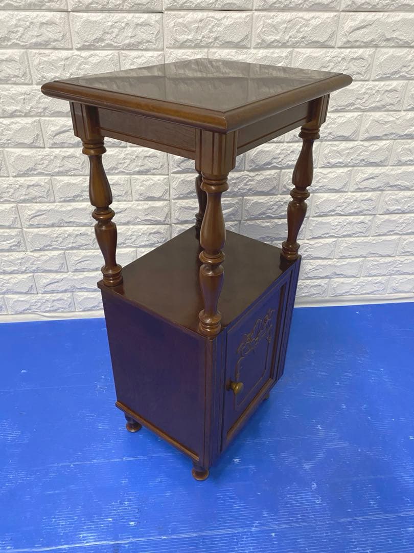 ビンテージ古家具■木製家具むかしの古い電話台 飾り台ディスプレイ台