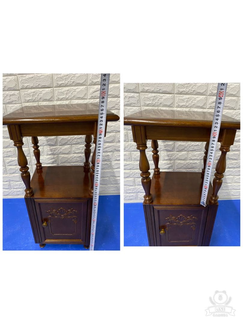 ビンテージ古家具■木製家具むかしの古い電話台 飾り台ディスプレイ台