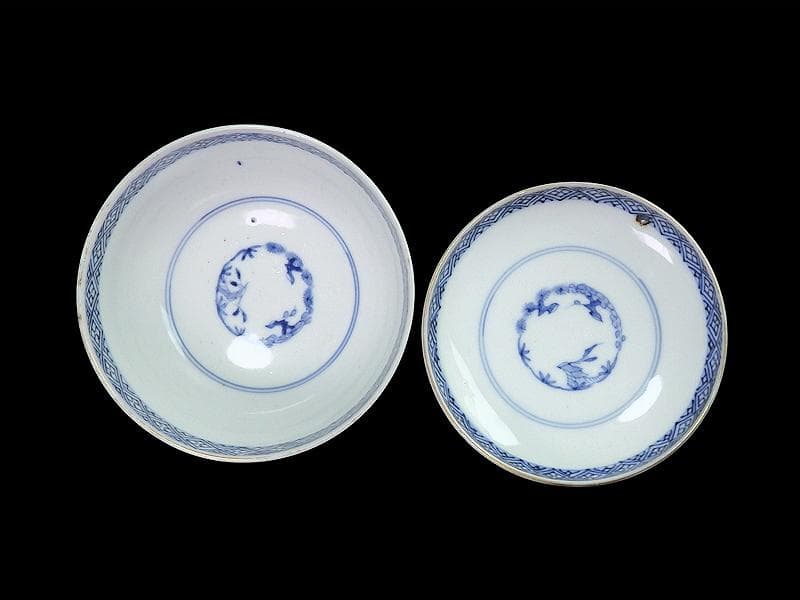 古伊万里　金襴手　四君子に兎の図　大振蓋茶碗　D837AS-CXb