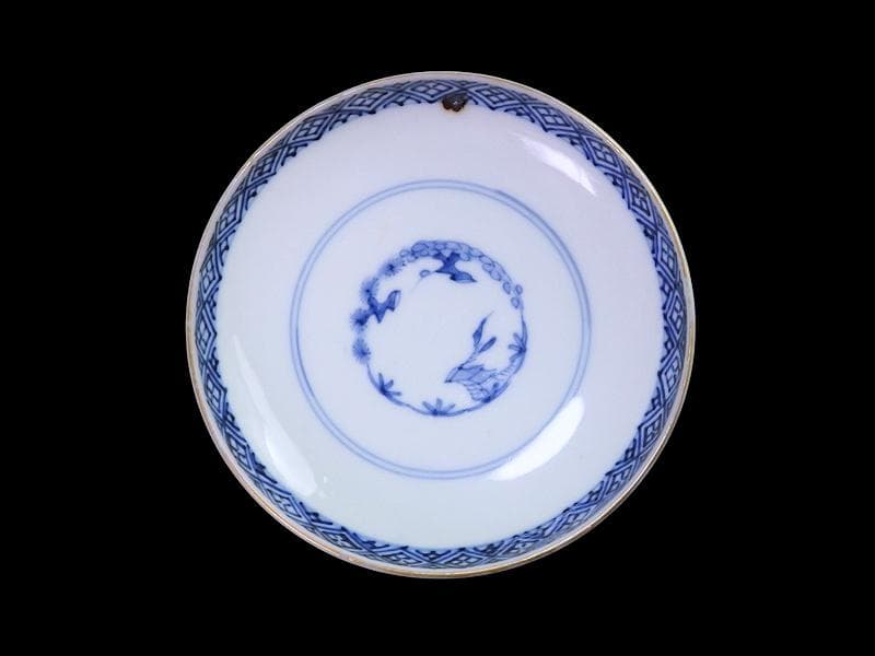 古伊万里　金襴手　四君子に兎の図　大振蓋茶碗　D837AS-CXb