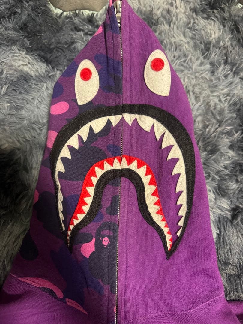 90S BAPE シャークフード パーカー 紫