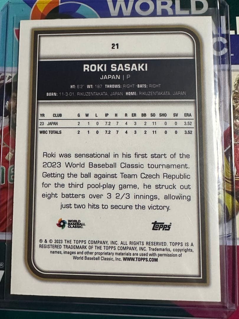 2023 topps WBC 佐々木朗希　1/50