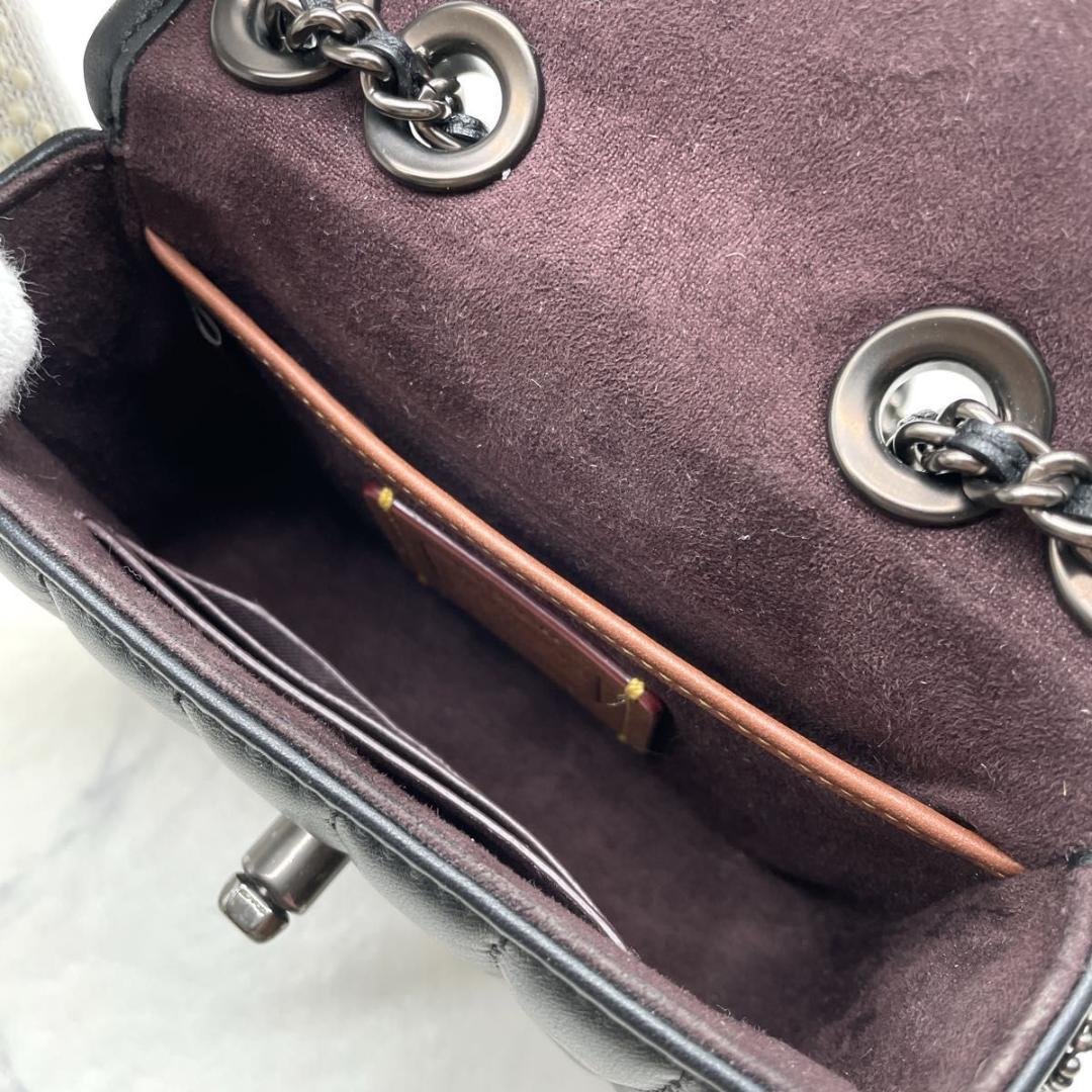 コーチ マディソン キルティング チェーン ターンロック ショルダーバッグ 黒