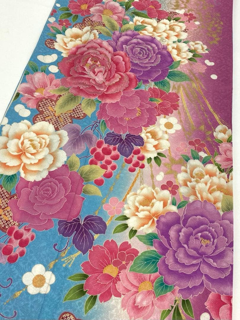 モデル振袖 押切もえ 豪華 銀通し 刺繍 金彩 紋意匠 身丈169cm