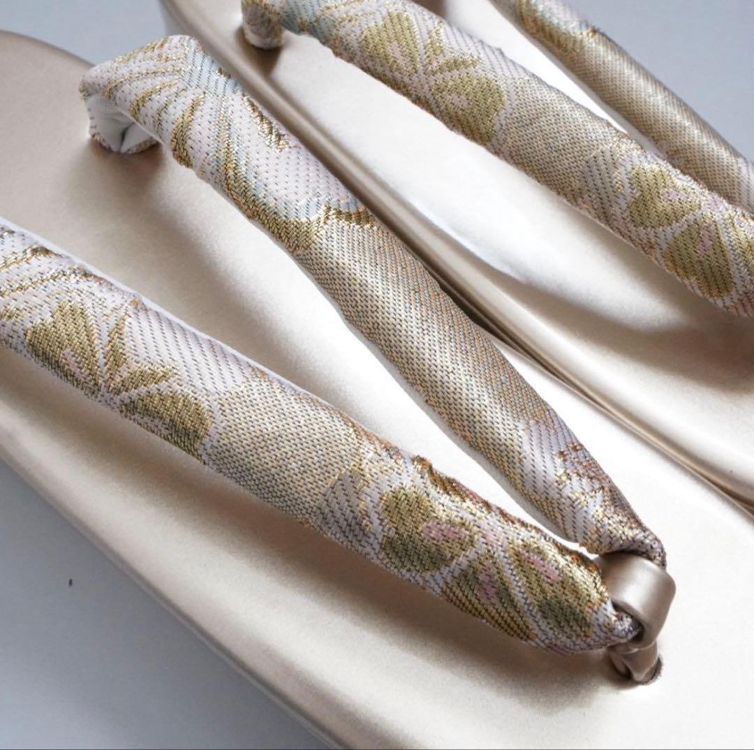 [ゴールド]織生地草履バッグセット　Lサイズ　成人式　卒業式　佐賀錦