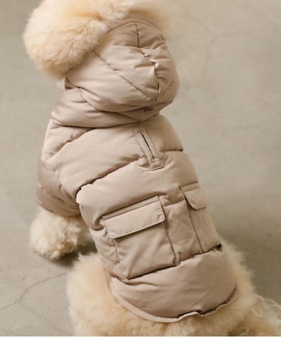 moncheri ポケット付きフードダウンジャケット 犬服 ドッグウェア XL