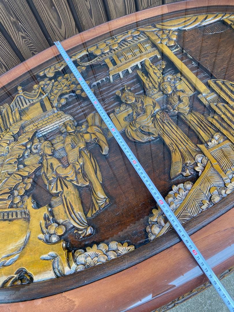 ローテーブル　センター テーブル　木彫り　彫刻　応接　中国　美術　工芸品
