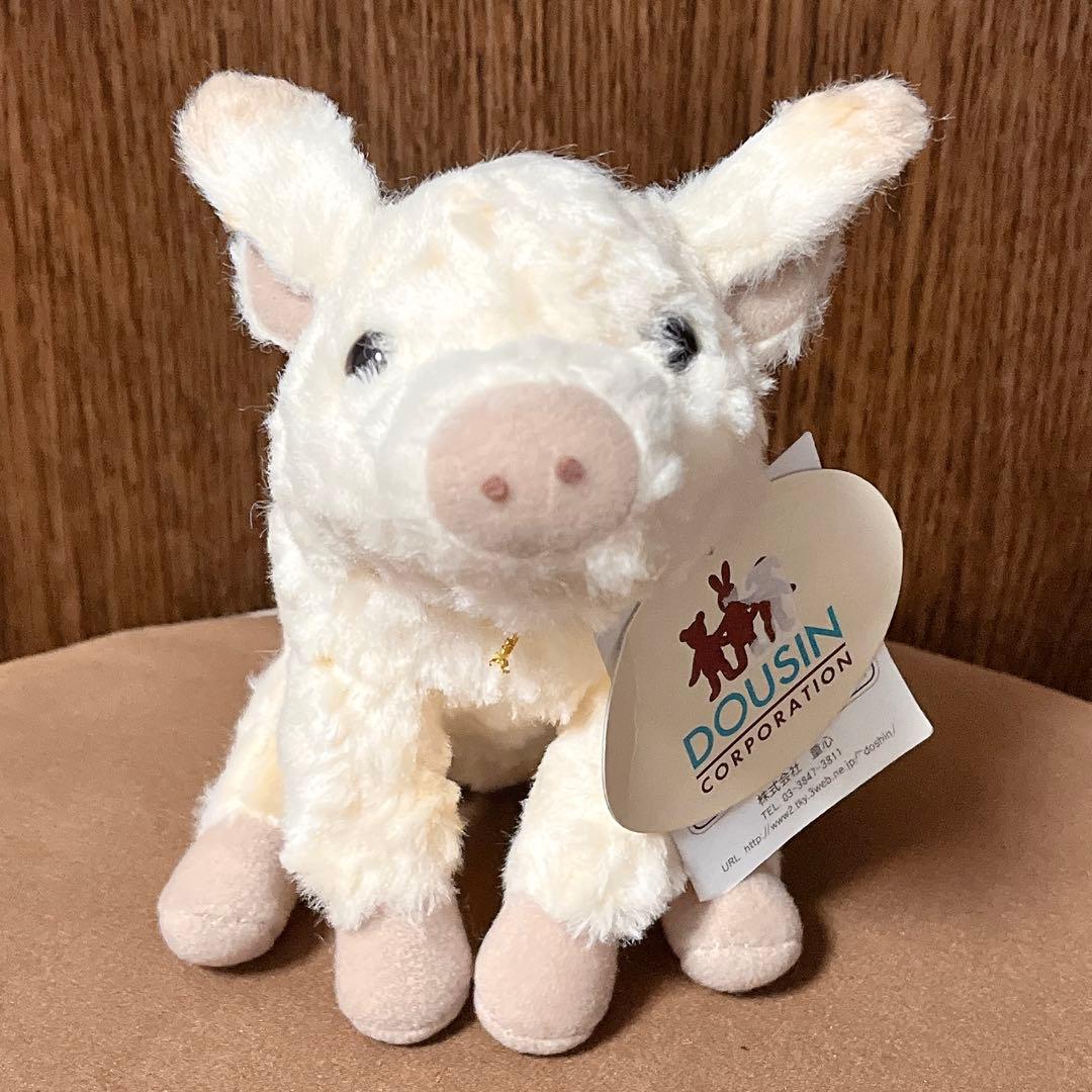 年代物 ぬいぐるみの童心 DOUSIN おすわりブタ チンチラS アイボリー