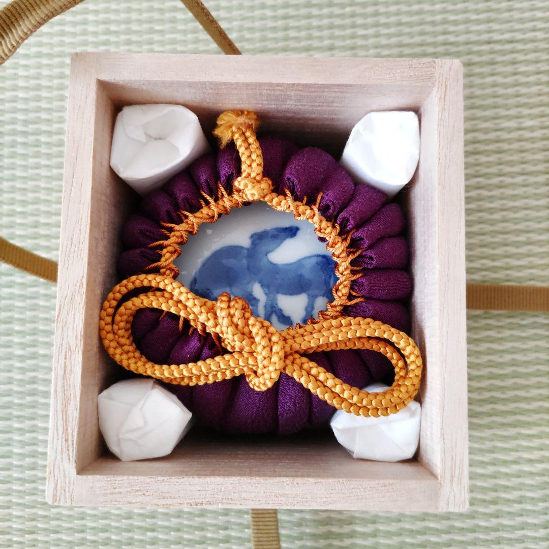 林邦佳　青花馬図六角香合　共箱　御物袋　茶道具　未使用　午香合