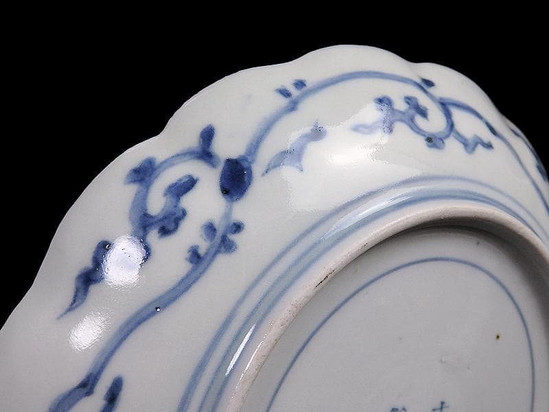 古伊万里　染付　松林に松竹梅の図　６寸半皿　C743AS-BQy