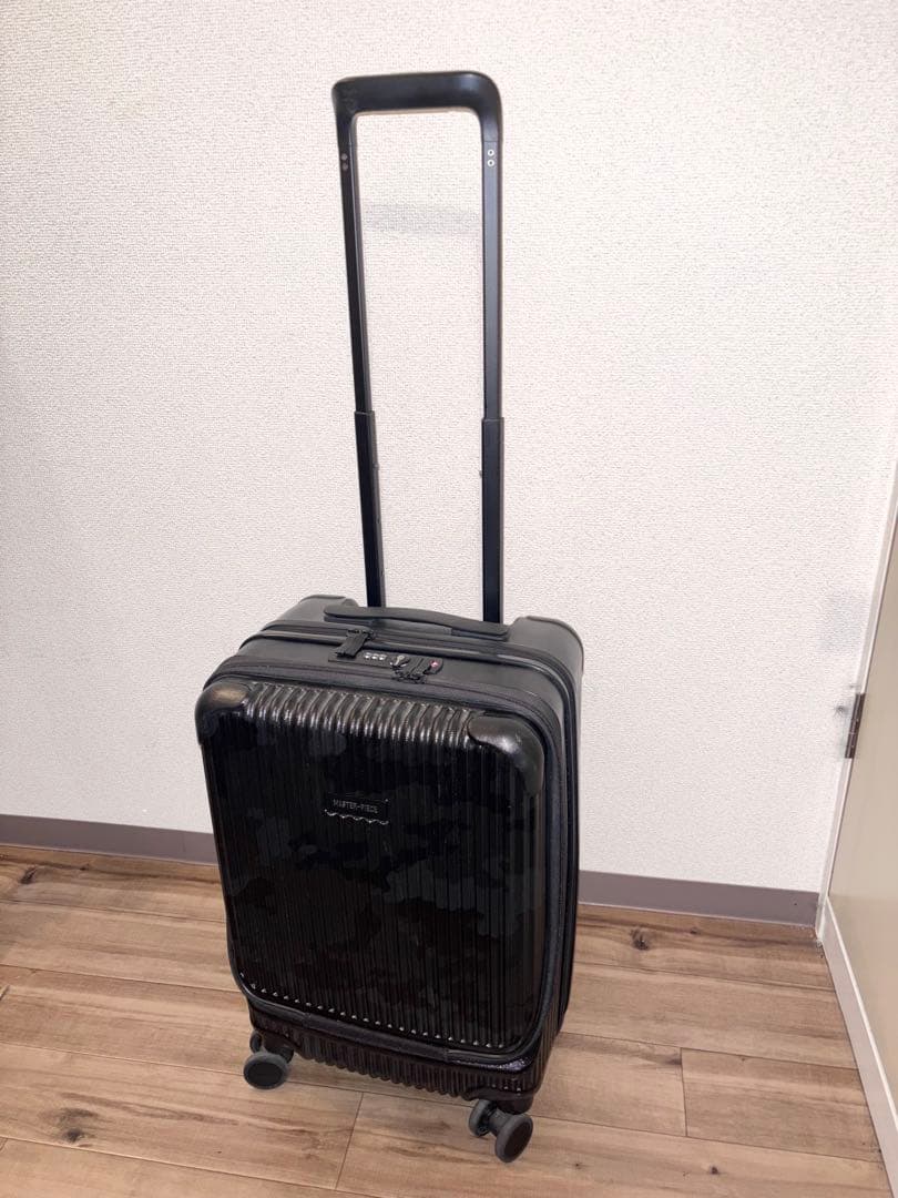 【希少】マスターピース キャリーケース 迷彩 ストッパー付 機内持込可 美品