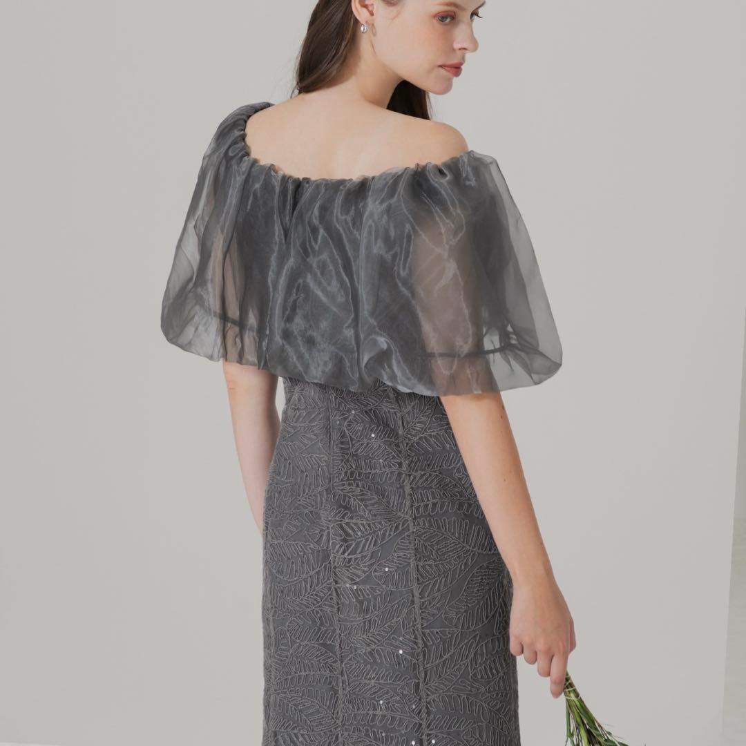 【LEJA】オフショルダーパフスリーブバリエマーメイドワンピースロングドレス