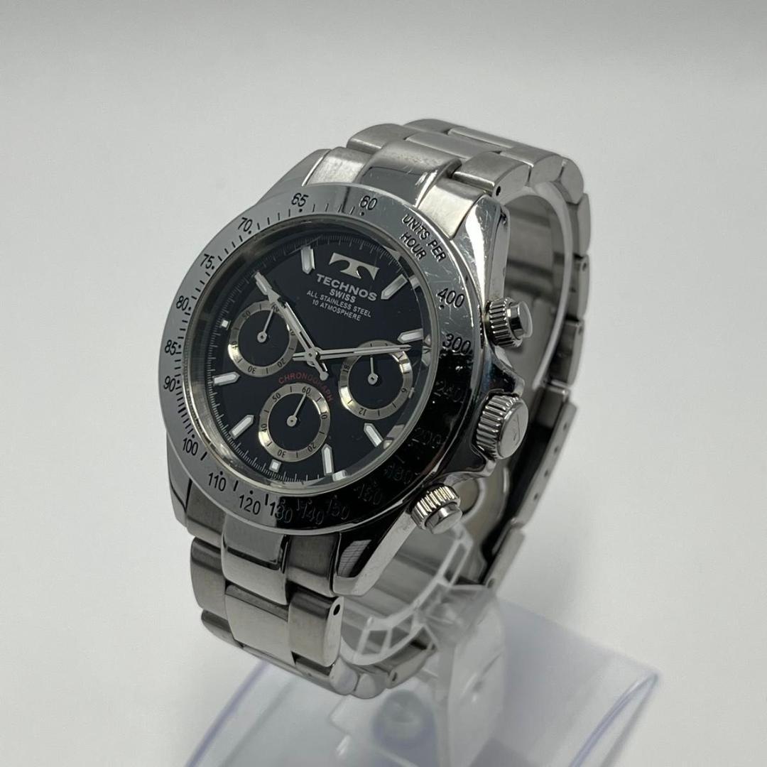 【新品電池】テクノス TGM615 クロノグラフ 腕時計 10気圧防水 黒文字盤