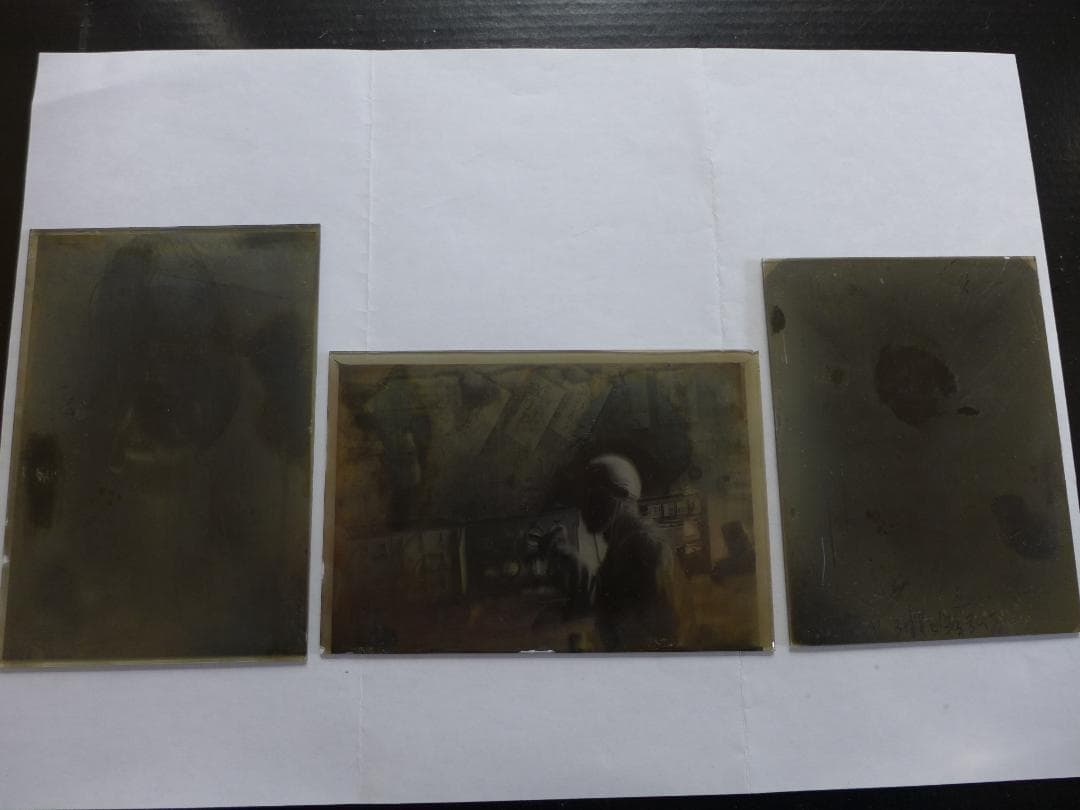 珍品　時代物　戦前　上海事変頃？陸軍　新野部隊通信員？　ガラス乾板3点　ネガ