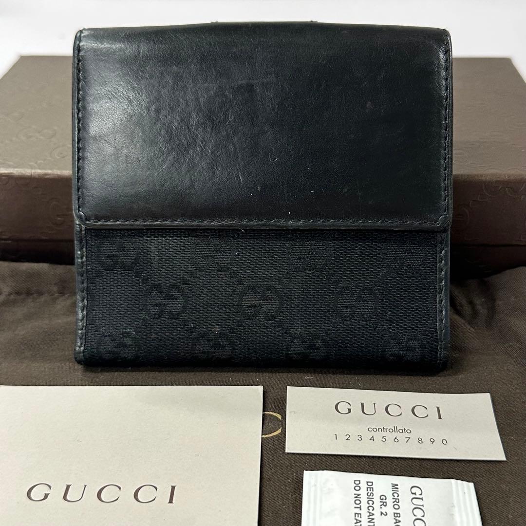 新品同様‼️ グッチ　GUCCI 財布　折り財布　GGキャンバス ハート金具