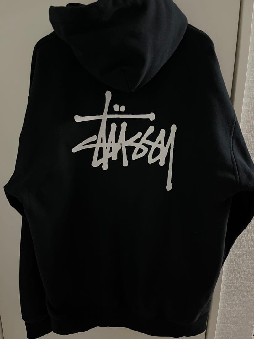 Stussy ブラック ジップアップパーカー XL