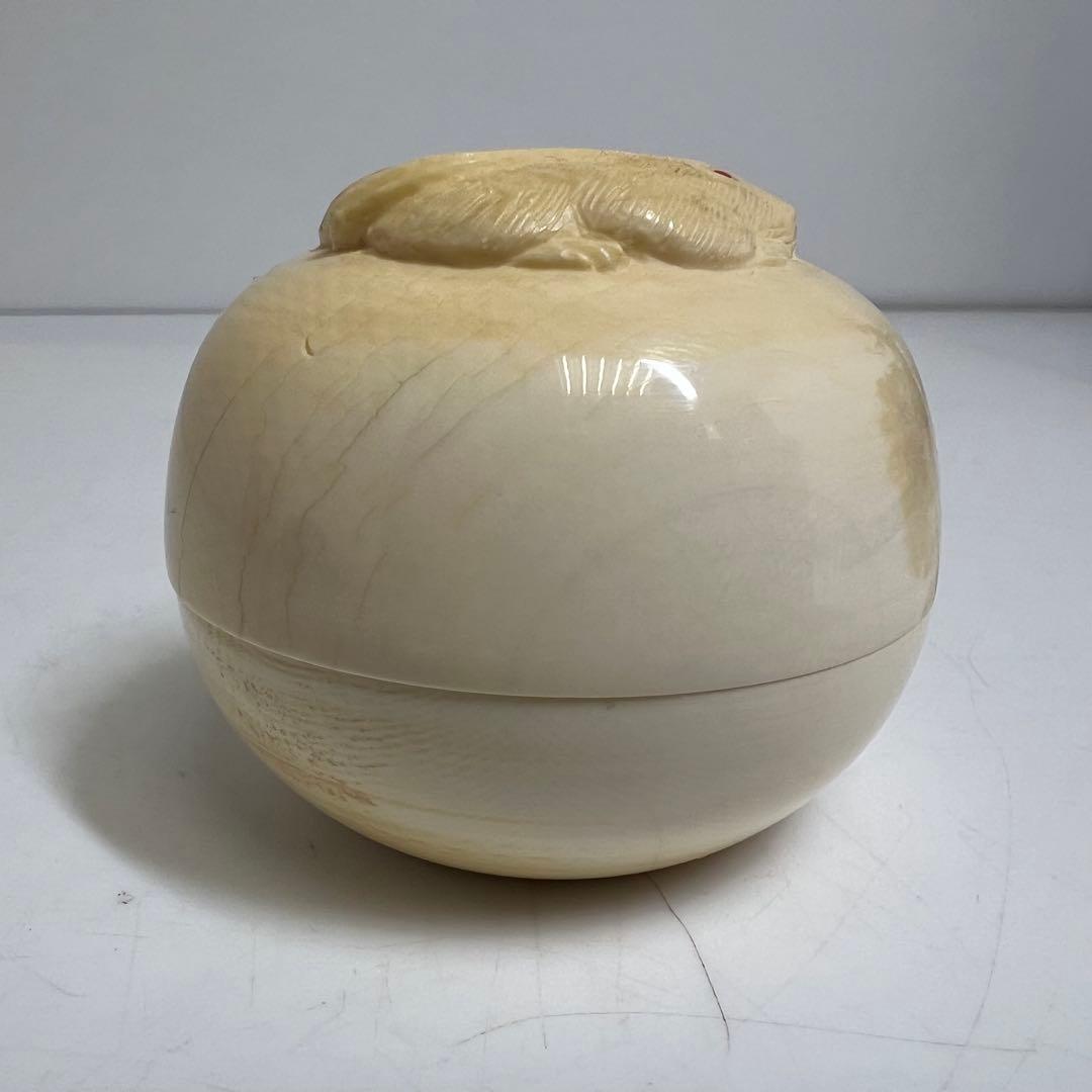 専用　極上　ウサギ　芯彫香合　h4.5cm 東K8-0119☆2F トトエサ