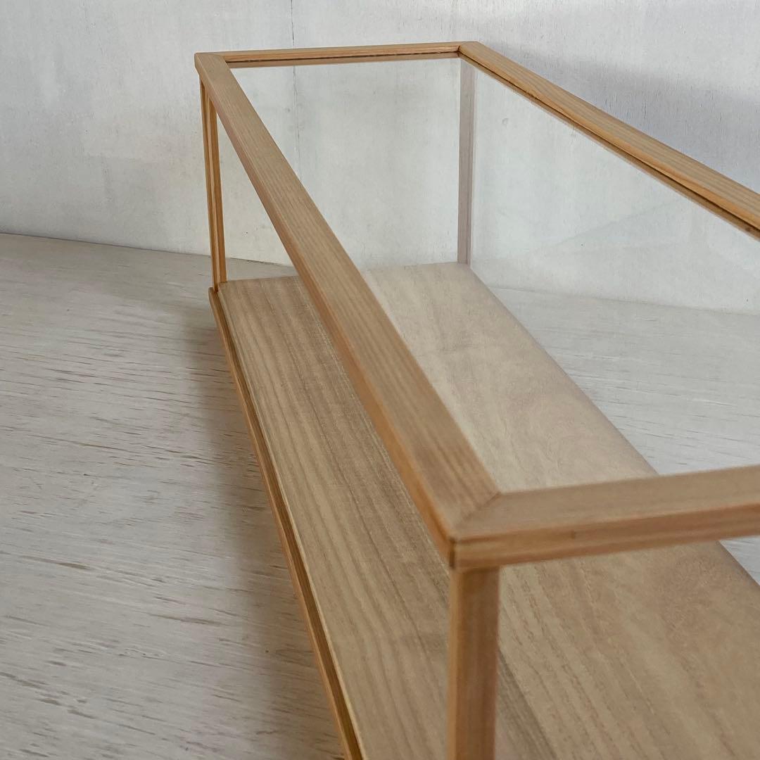 g314 古い木製ガラスケース 横長 ショーケース オープンタイプ