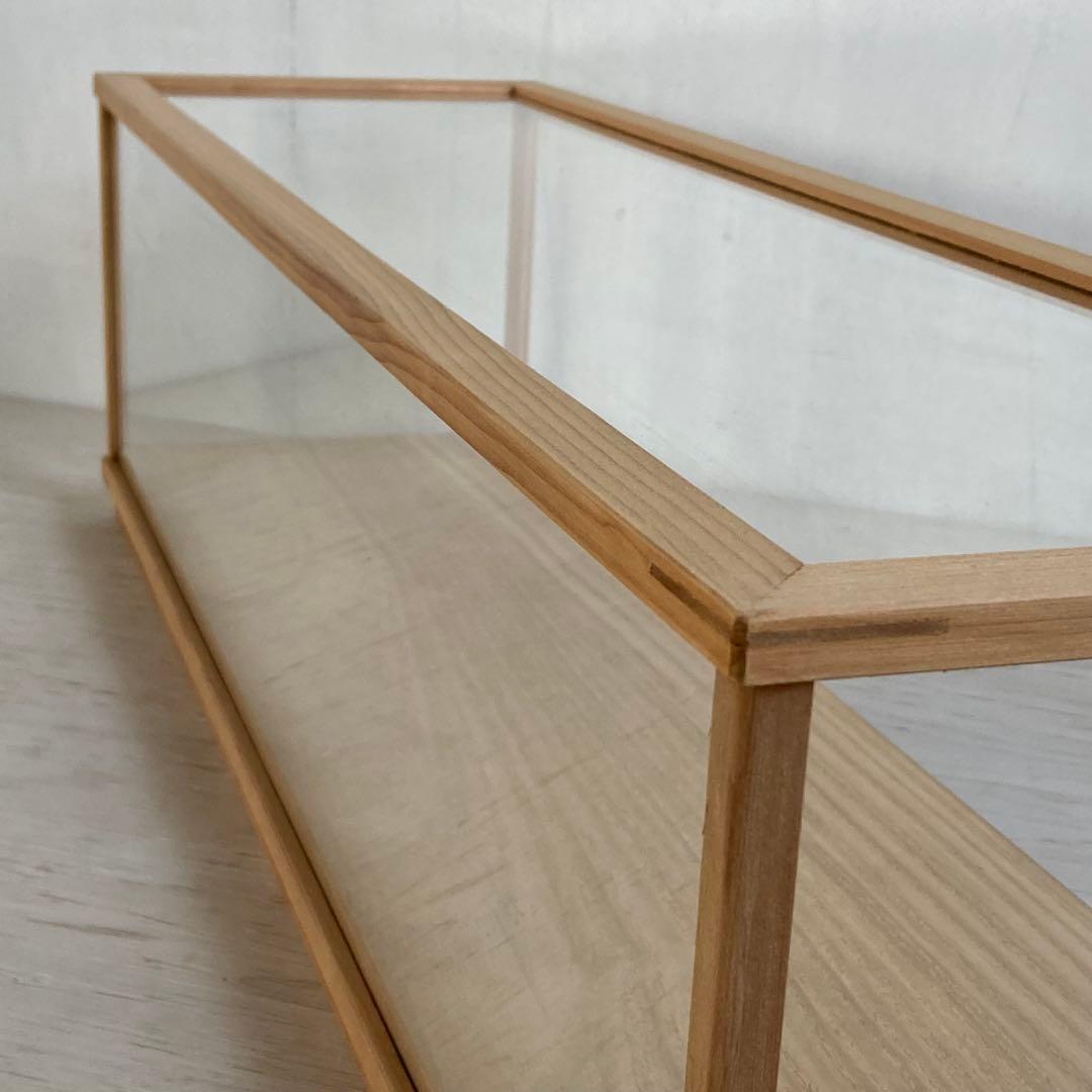 g314 古い木製ガラスケース 横長 ショーケース オープンタイプ