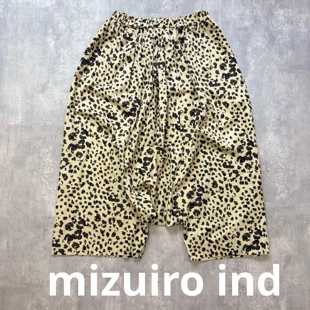 【mizuiro ind】レオパードプリントワイドサルエルパンツ ベージュ　2