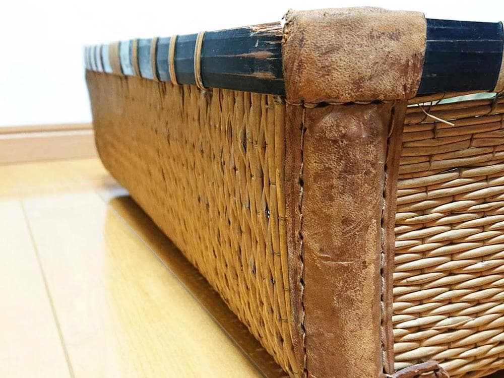 【珍】　★ 柳編み トランクケース ★　籠 カゴ 収納かご バスケット　古民具