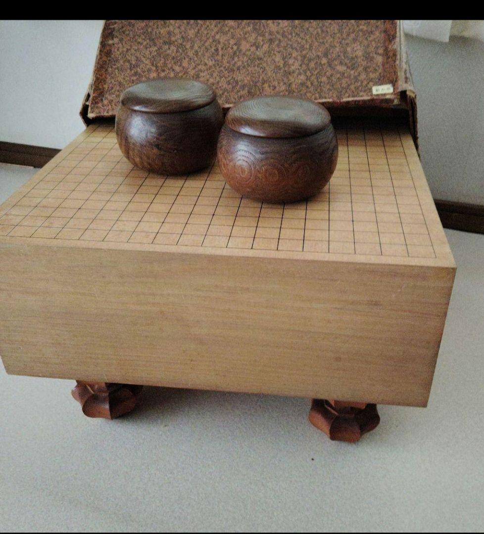 新かや本榧　碁盤碁石セット　6.5寸　へそあり　昭和レトロ　脚付き　アンティーク