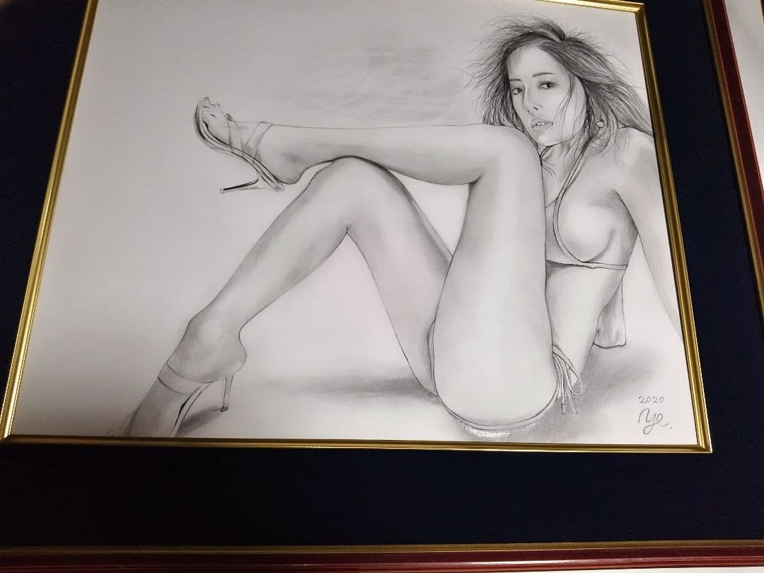 絵画、8F、裸婦、美人画、ハイヒールk、額縁、真作、高塚省吾、森本草介、肉筆。。