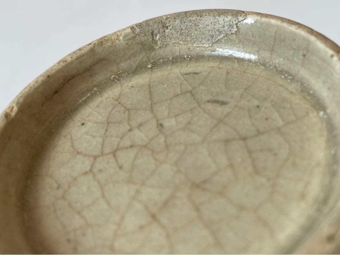 骨董　アンティーク　染付　瀬戸　瀬戸染付　陶胎染付　笹文様　飯茶碗　太白手