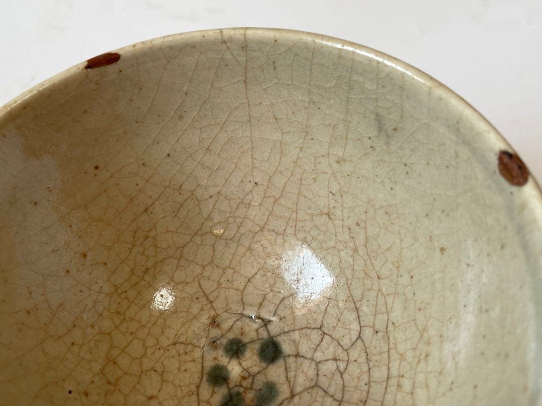 骨董　アンティーク　染付　瀬戸　瀬戸染付　陶胎染付　笹文様　飯茶碗　太白手