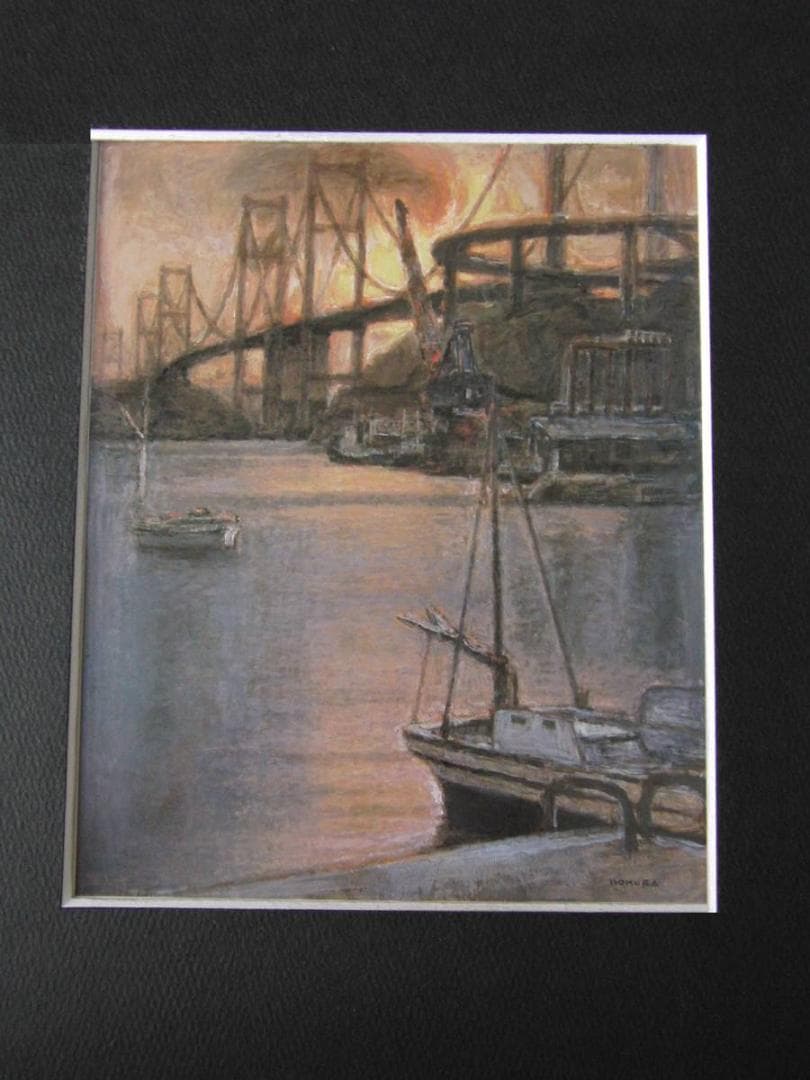 磯村敏之、【残照に屹立する来島海峡大橋】、希少な額装用画集より