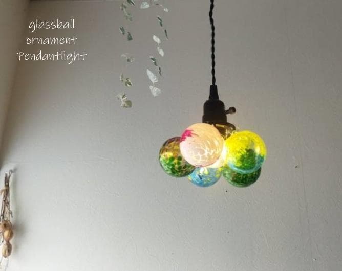 昭和レトロなガラスペンダントライトカラフルボールバブルアンティーク風アジアン